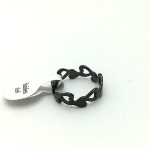 Black Heart Band Stainless Ring - Size 8
